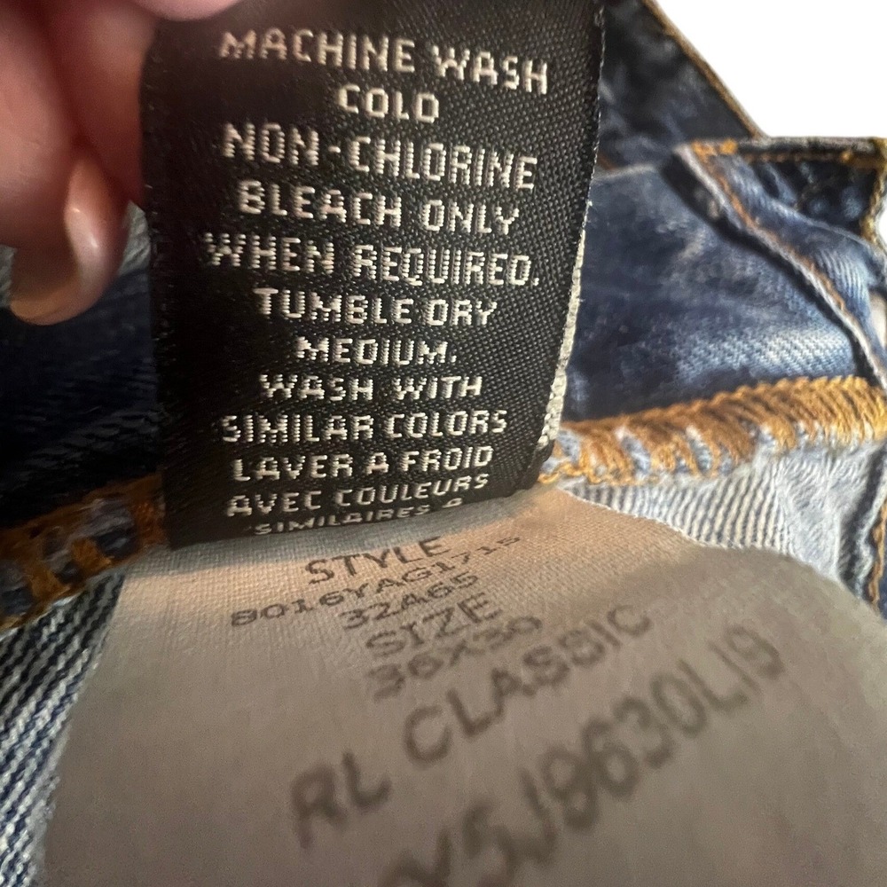 Vintage Polo Jeans Co Ralph Lauren Mens Jeans Blue Denim Tapered Leg Cotton - Picture 7 of 9